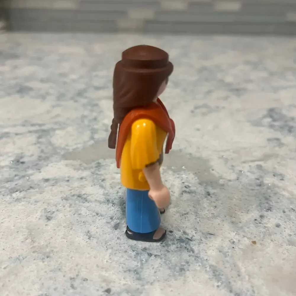 PLAYMOBIL Female Peasant Figure - Yellow Tunic Blue Skirt Nativity Shepherdess